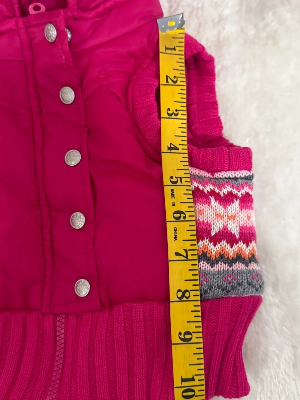 Koala Kids Fuchsia Pink Hooded Puffer Vest with Fair Isle Trim